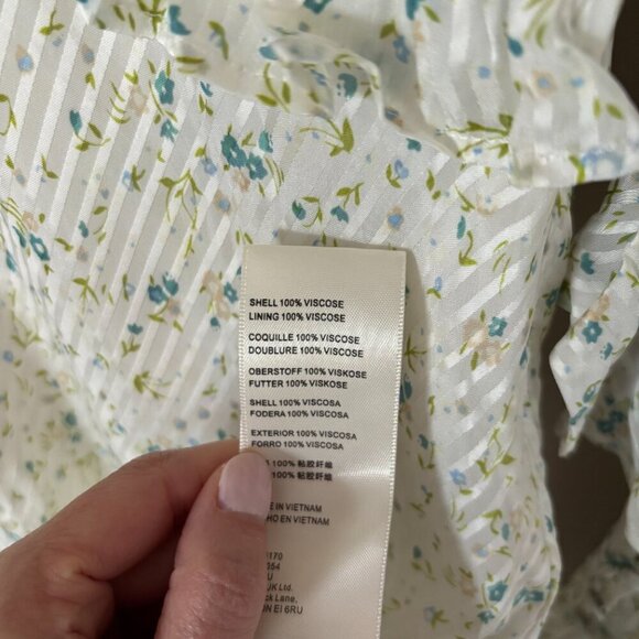 Free People Sweetest Thing Mini Dress with Ruffles White and Blue Floral Size 0 - Picture 6 of 14